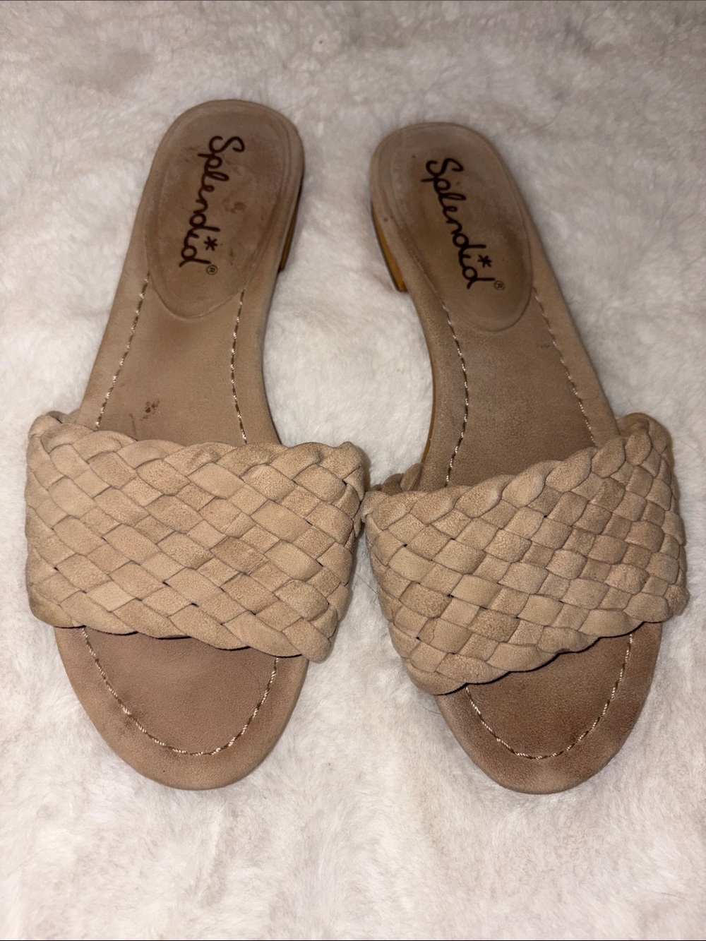 Splendid Sandals Slides Flats Woven Leather Beige
Size: 7